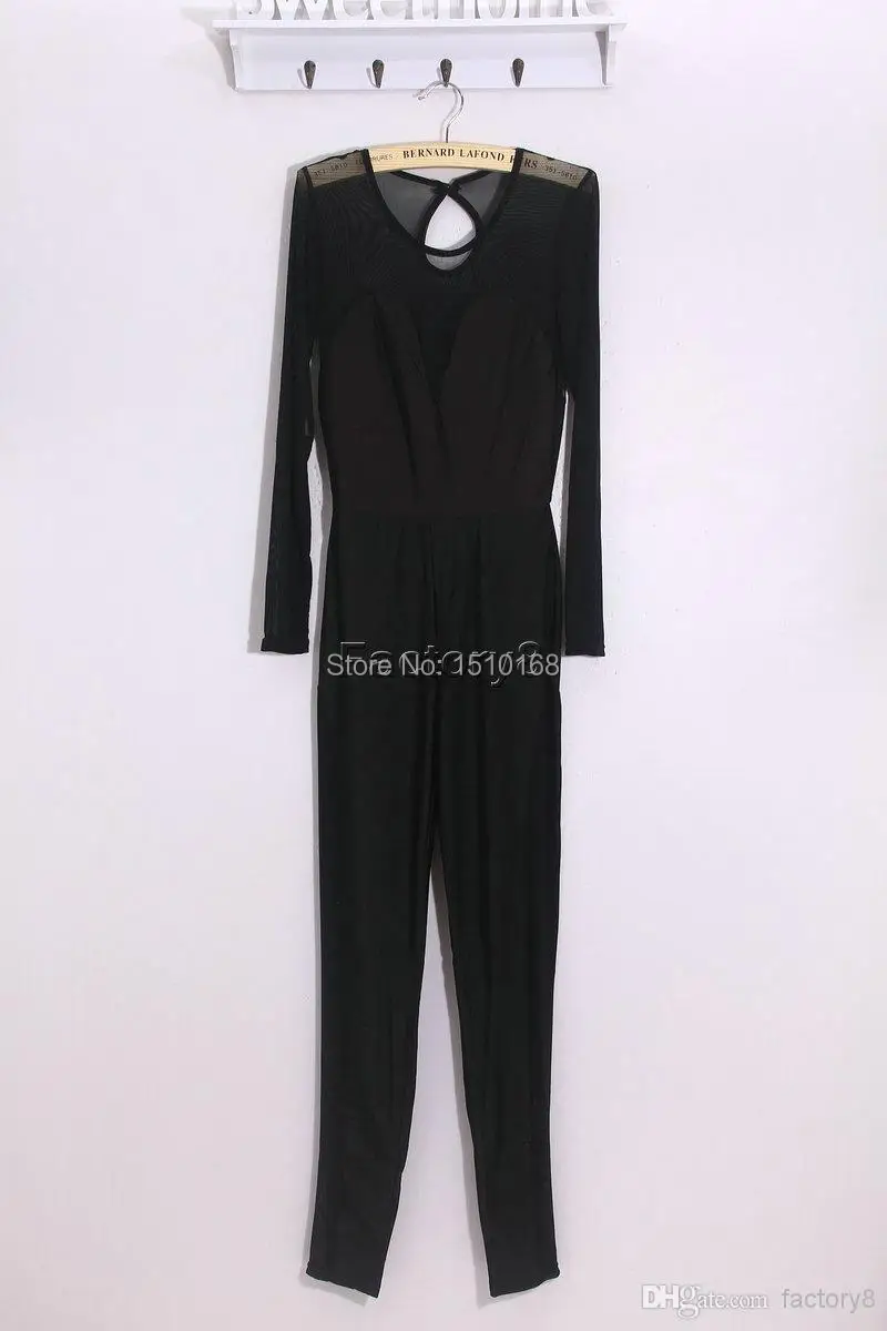 Novidades Vestidos Women Sexy Mesh Patchword White/Black Jumpsuit Bobycon Evening Club Party 2014 Summer High Street Bandage Cas |