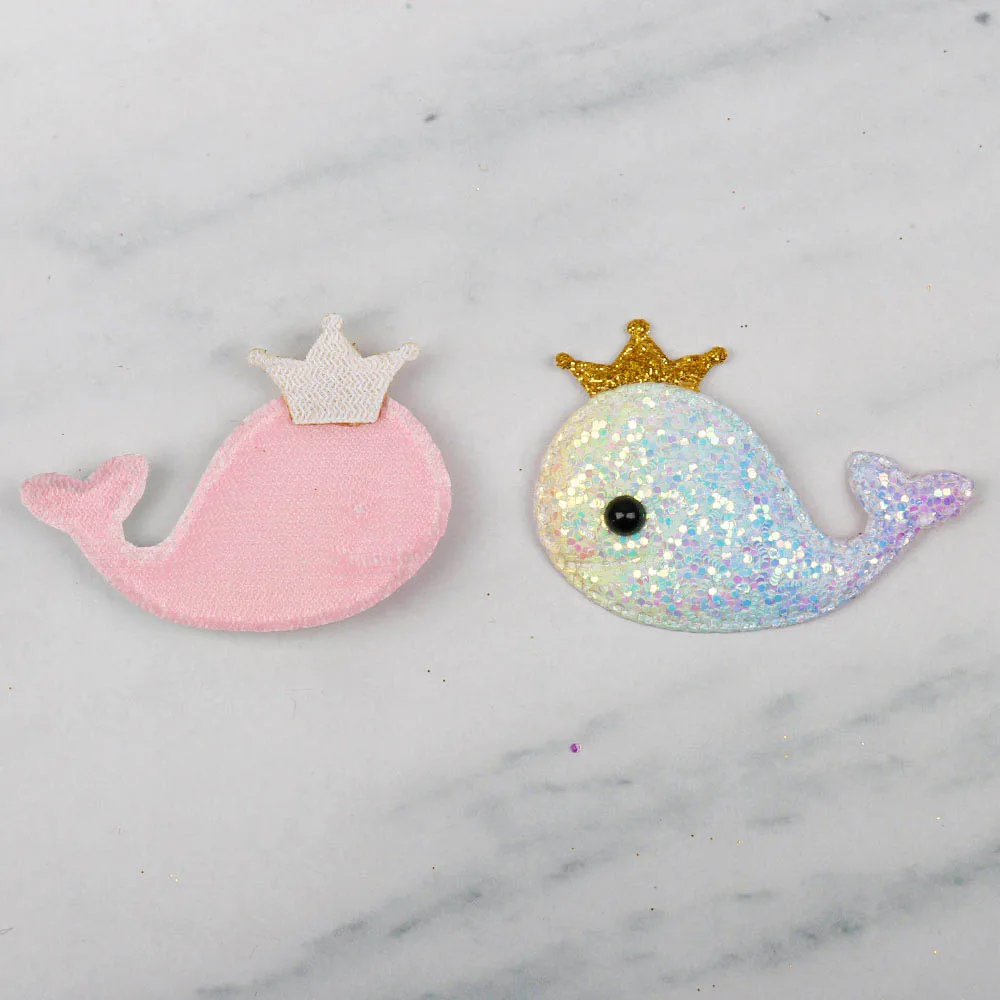 Dolphin Cheer банты блестящие мягкие патчи Корона Дельфин/слон аппликации DIY Детская одежда заколки для волос орнамент аксессуары 10 шт - Цвет: Dolphin