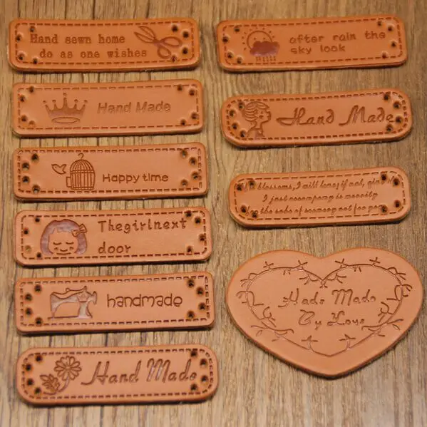 1000 шт пользовательские личные Имя pu кожаные бирки с тиснением этикетка