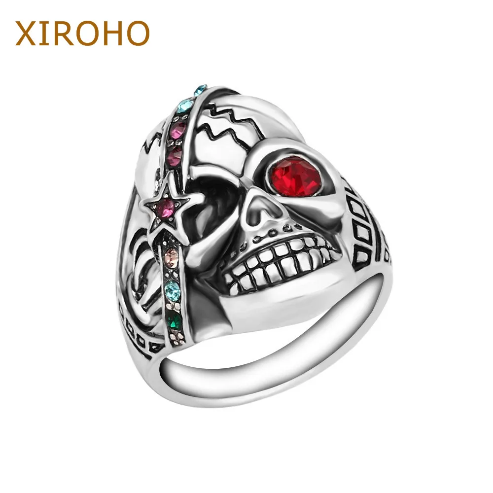 Xiroho модные Винтаж ретро череп Для женщин Кольца с Камни для свадьбы Мозаика