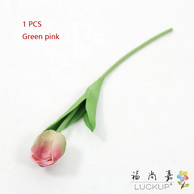 Green pink 6 шт. стебель красивый реальный сенсорный сладкий запах аромат Искусственный ПУ цветы латексный тюльпан домашнее свадебное украшение подарок F35 - Цвет: Green pink