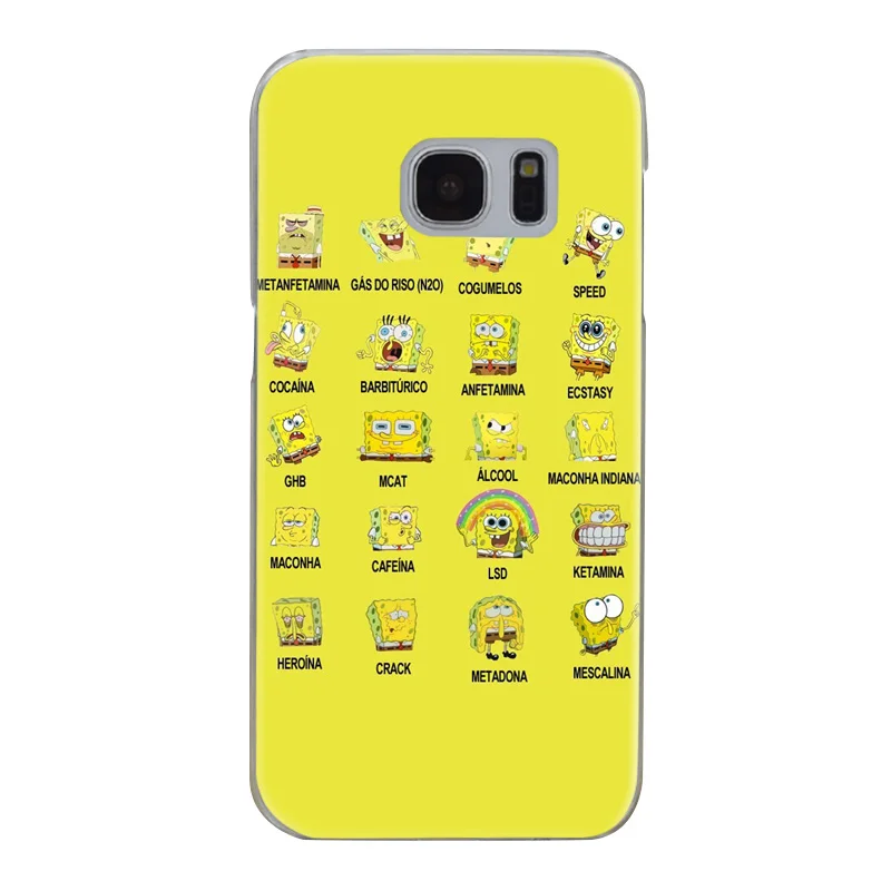 H255 Губка Боб Прозрачный жесткий чехол для Samsung Galaxy S Note 3 4 5 6 7 8 9 Edge Plus |