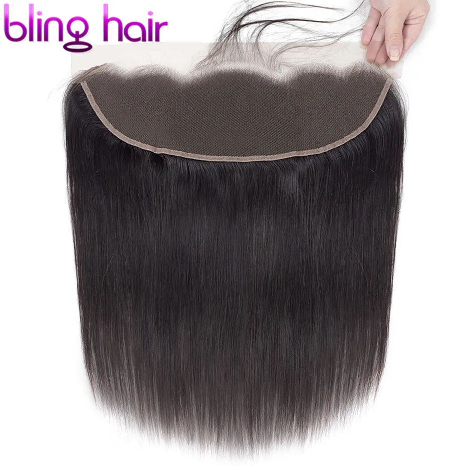 Bling Hair 13x6 синтетический fronar Ear to Ear Closure бразильские прямые человеческие волосы закрытие бесплатно/средний/три части Remy натуральный цвет