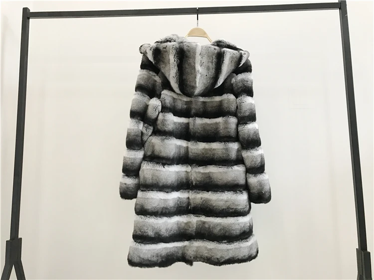 OFTBUY натуральный мех кролика рекс длинное пальто зимняя куртка женская верхняя одежда с капюшоном Толстая теплая уличная одежда в полоску Повседневная