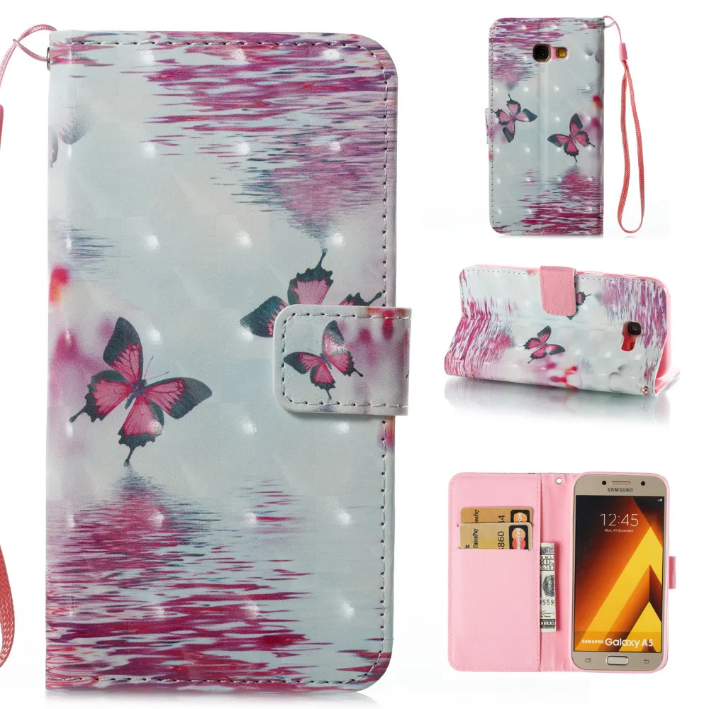 Фламинго Единорог Pattern Искусственная кожа флип чехол с горе стенд для Samsung A3 A5 2017 |