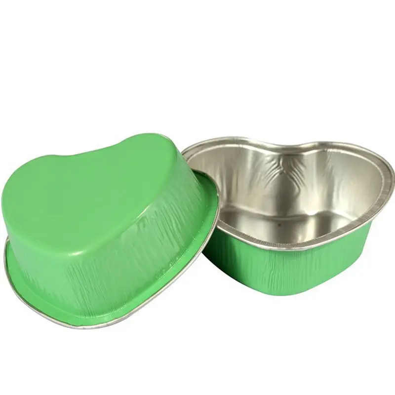 100 шт. одноразовые алюминиевые чашки для пудинга в форме сердца с крышками мл