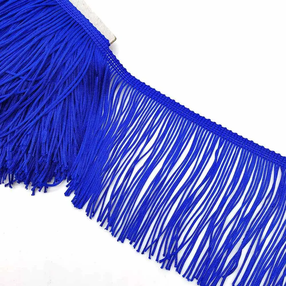 Royal blue Красивая 10 ярдовая кружевная бахрома с отделкой 10 см широкая кисточка бахрома отделка для самостоятельного изготовления латинских платьев аксессуары для сценической одежды кружевная лента - Цвет: Royal blue