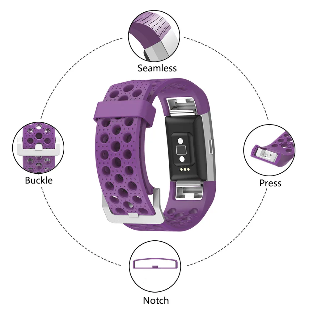 Ремешок (C2TQ) для часов Fitbit Charge 2 мягкий спортивный Воздухопроницаемый браслет