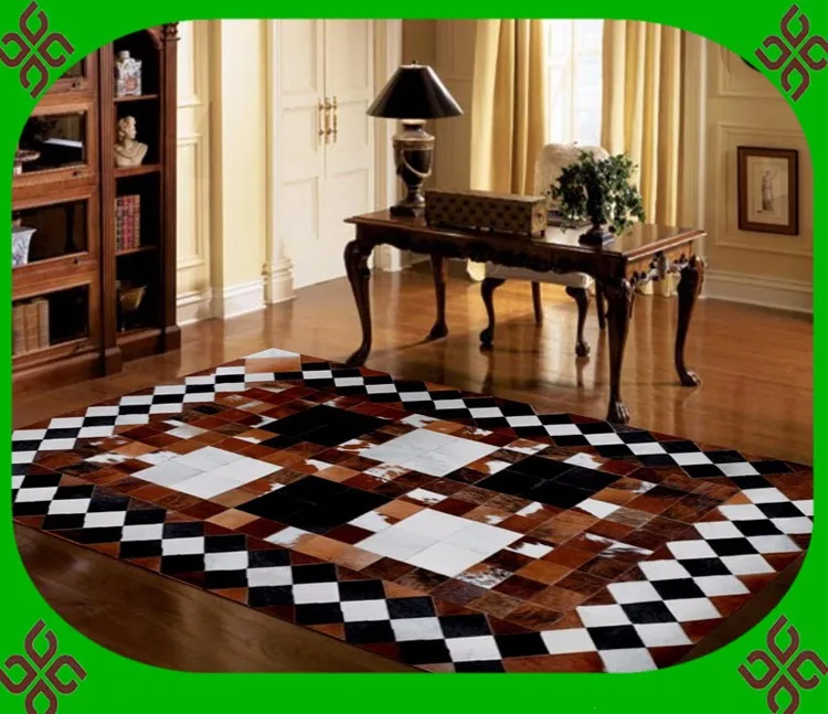 

Fashionable art carpet 100% natural genuine cowhide leather yoga carpet