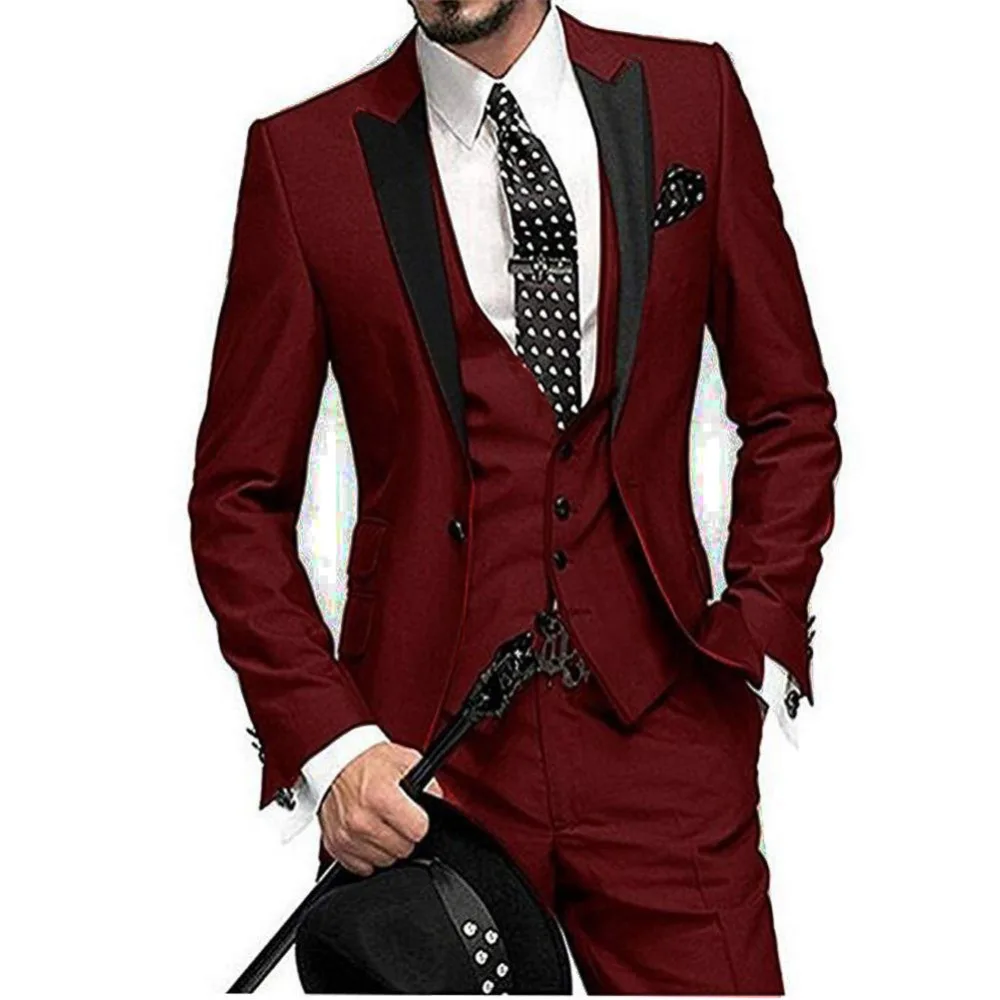 16 Colours 2020 Men Wedding Suits with Pants 3 Piece Tuxedo Man Slim Fit Prom Costume Homme(Jacket+Pants+Vest) | Мужская одежда