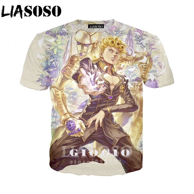LIASOSO лето для мужчин женщин Kujo Jotaro Толстовка 3D принт аниме JoJo Необычные Приключения Футболка короткий рукав Топ пуловер B051-01