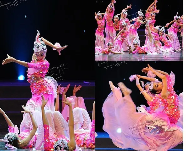 Китайские классические танцевальные костюмы с блестками для девочек в стиле