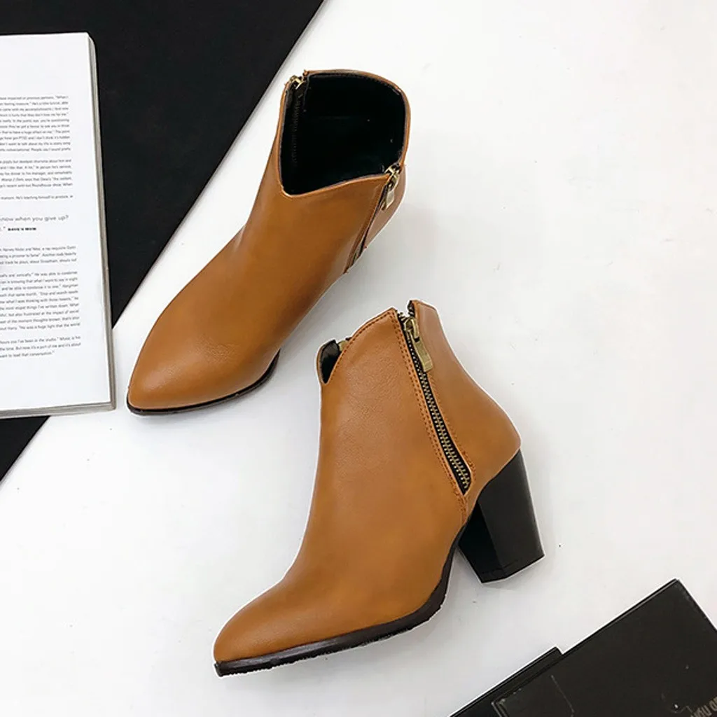 Винтажные женские студенческие ботильоны SAGACE на высоком каблуке с молнией