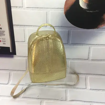 gold Хит, яркие цвета, летние прозрачные рюкзаки, водонепроницаемые, ПВХ, школьные сумки, пластиковые, силиконовые, женские сумки через плечо, для девушек, S, L, размер 046 - Цвет: gold