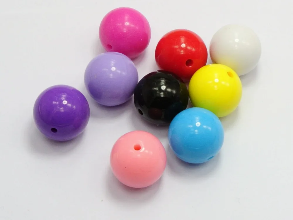 

20 Mixed Bubblegum Color Acrylic Round Beads 20mm Smooth Ball