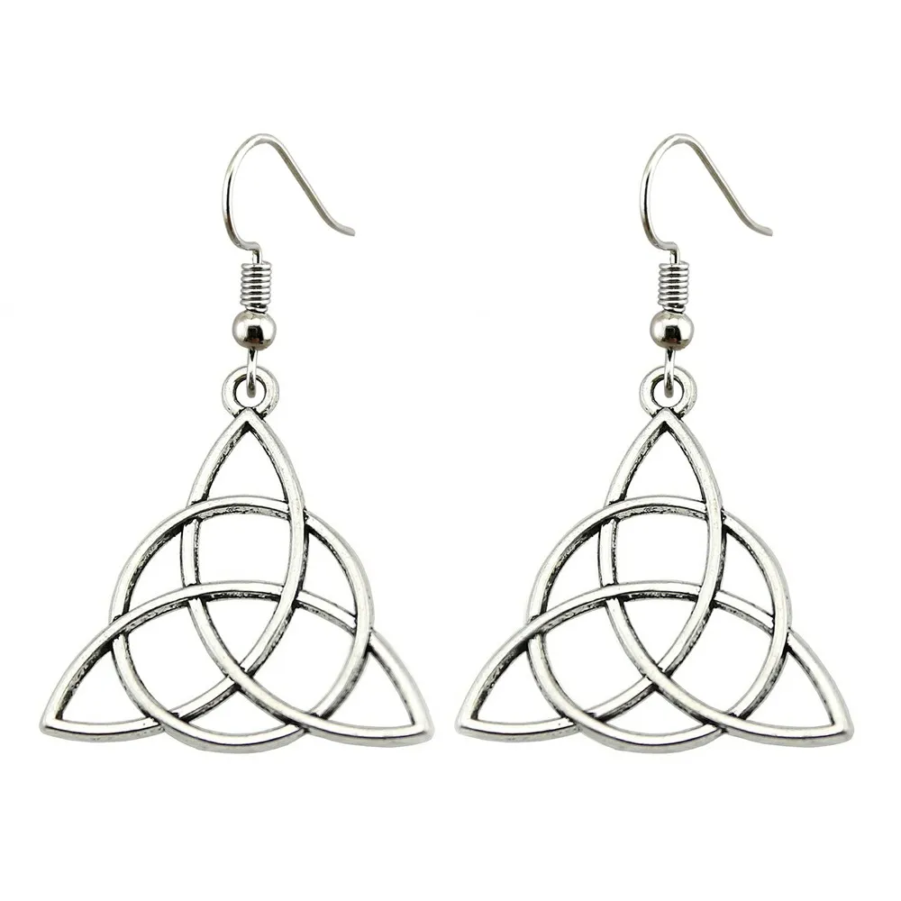 Винтажные Новые Модные Простые 28 мм Triquetra Symbol очаровательные Висячие серьги для