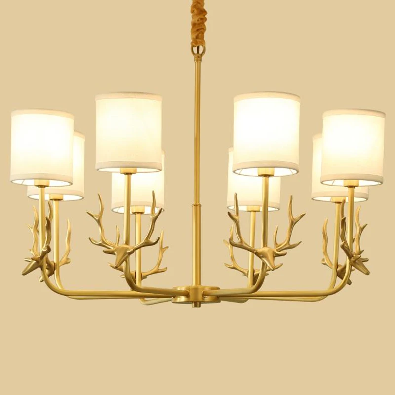 Кантри Стиль медный светодиодный Люстра Свет Гостиная Декоративные cooper lighting