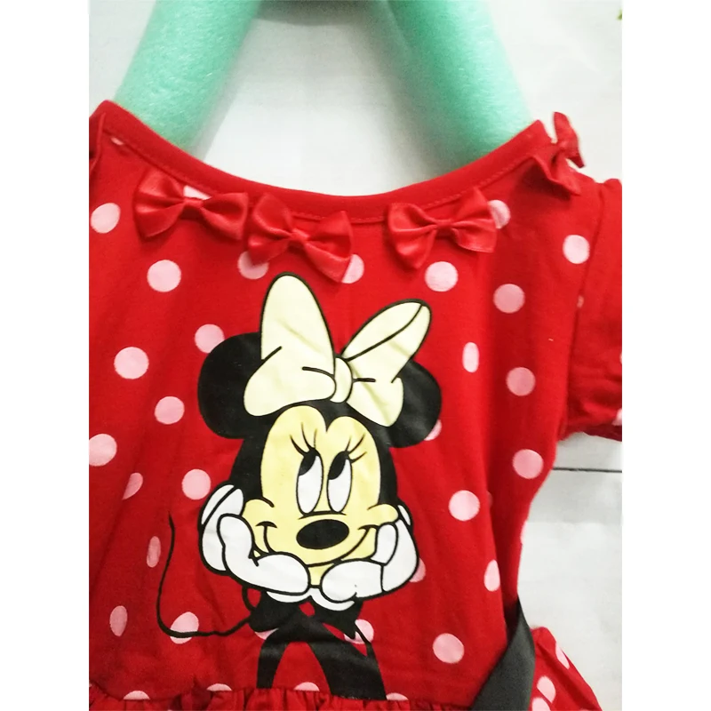 Disney Mickey Kids Dresses Girls New Fashion Minnie Wave Point Cotton Short Summer T Shirt Vest Big For Maotou Beach Party | Детская