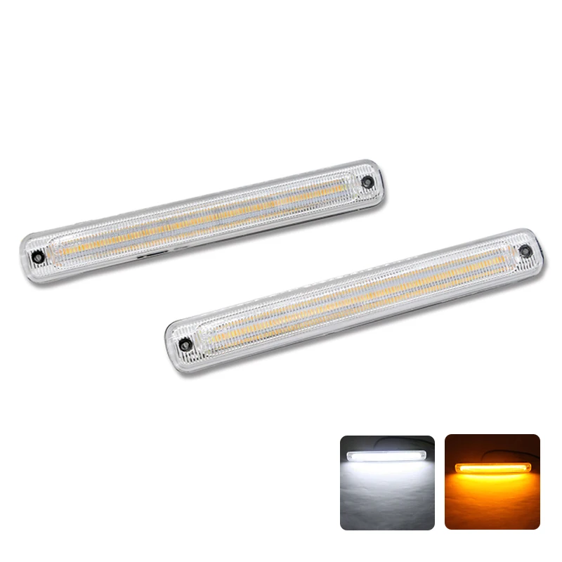 

2Pcs/Set SUNKIA External Light 100% Waterproof COB DRL Daytime Running Lights with Turn Signal Lamp & On/Off Function