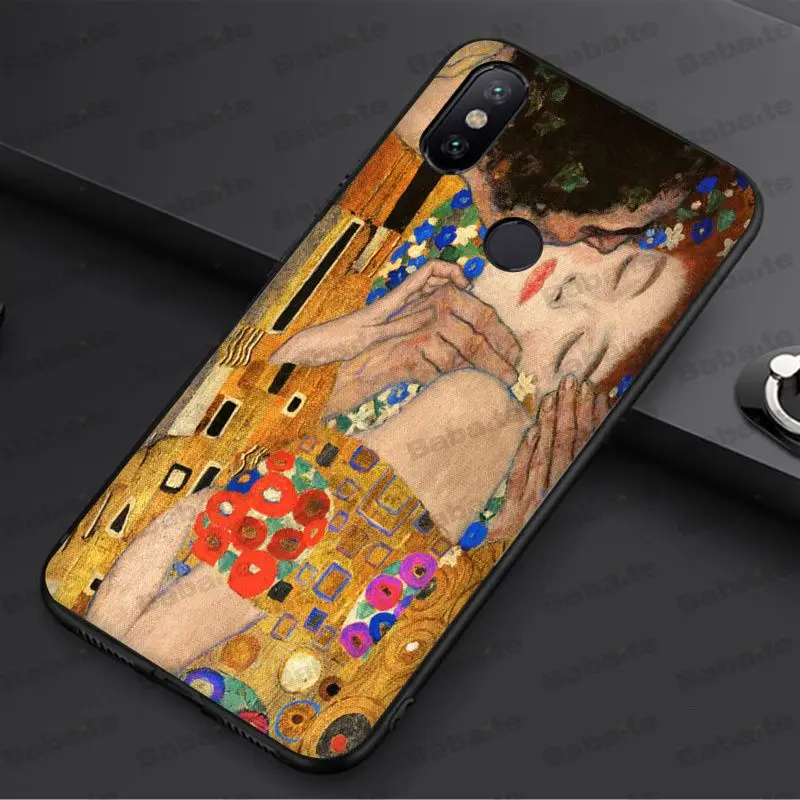 Babaite Kiss by Gustav Klimt дизайн черный мягкий чехол для телефона из ТПУ redmi 5plus 5A 6pro 4X note5A