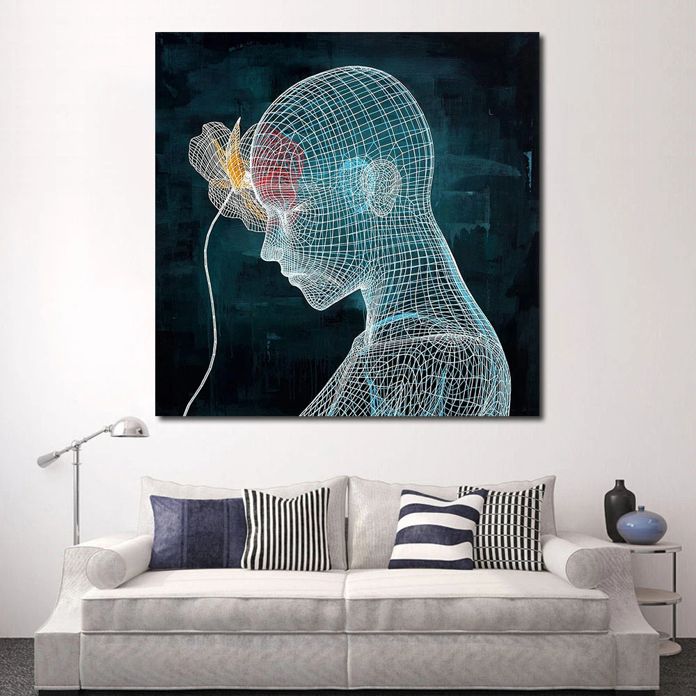JQHYART Современная картина маслом Thinker холст искусство настенные картины для