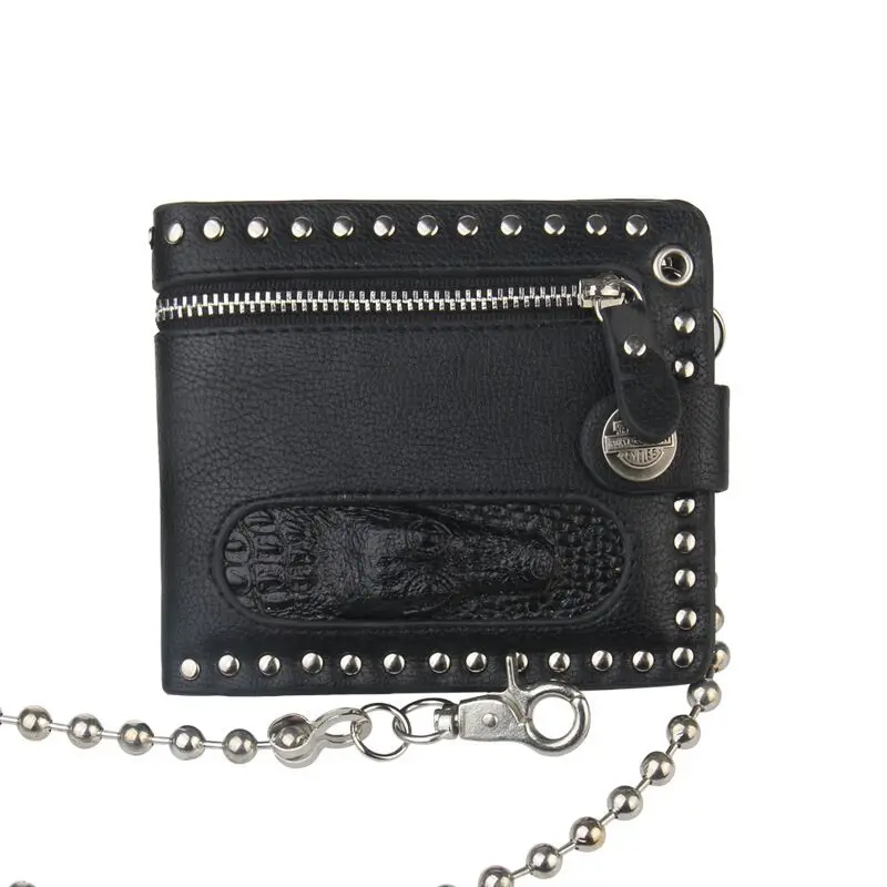 Мужской кожаный кошелек в стиле стимпанк готический с заклепками винтажный на