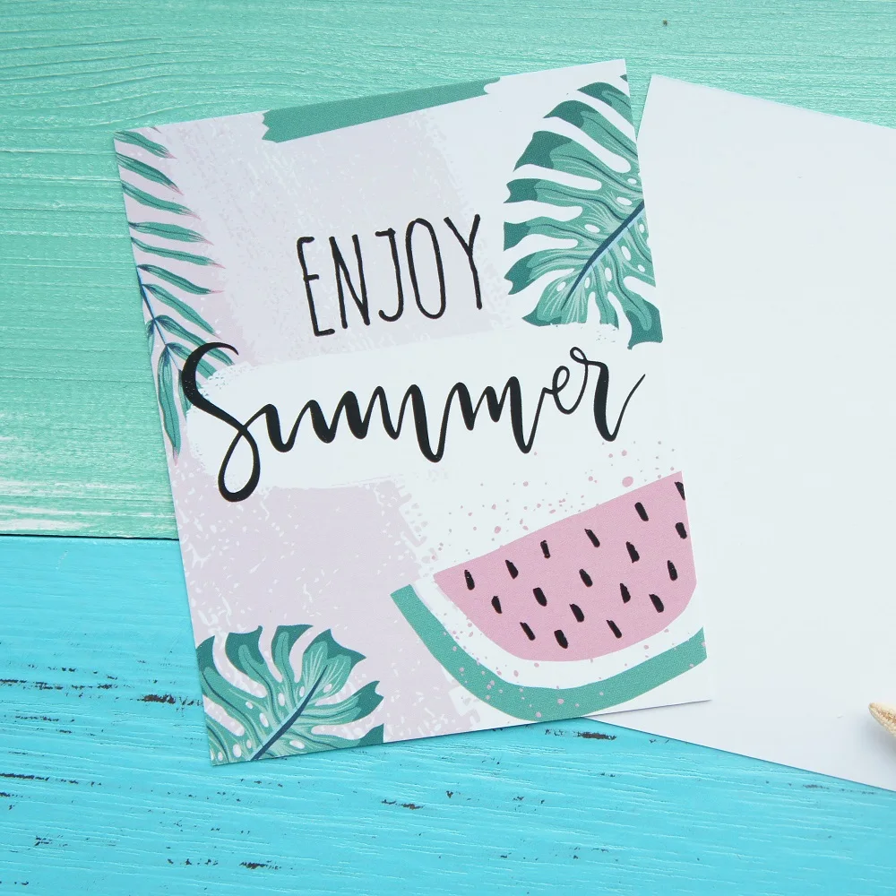 

multi-use 50pcs Mini enjoy summer cool color watermelon card Scrapbooking party invitation DIY Decor gift party card