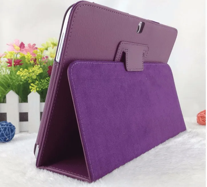 New Litchi pattern 2-fold PU Leather Case for Samsung Galaxy Tab 3 10.1 P5200 P5210 P5220 Tablet Fold Protective Cover+film+pen |