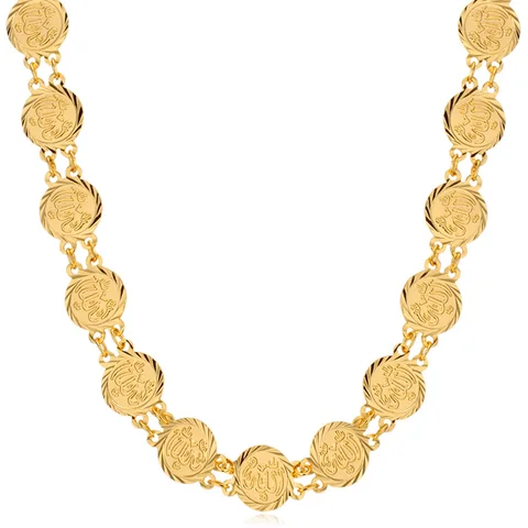 Распродажа, модное ожерелье Бога, религиозная бижутерия, мусульманское колье, ожерелье золотого цвета, цепочка для монет для женщин, N5107