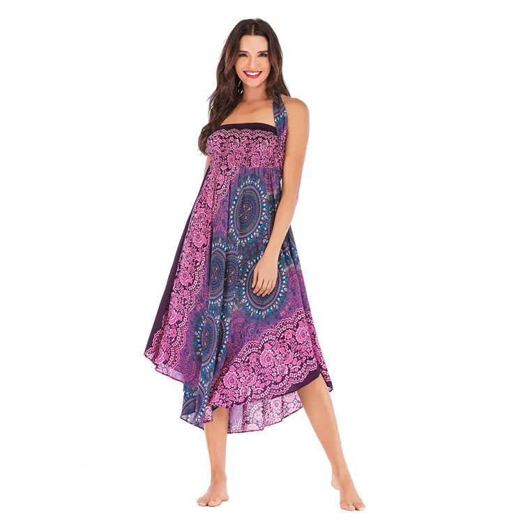 Народный обычай пляжный стиль юбка из вискозы женские Бохо цветы эластичная