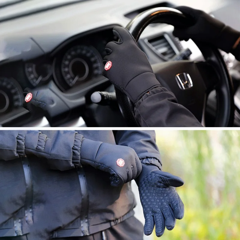

Outdoor Sturdy Sport Ski Gloves Waterproof Fleece Men Women Plus size Ski Gloves Windproof Thermal Touch Screen black Gloves