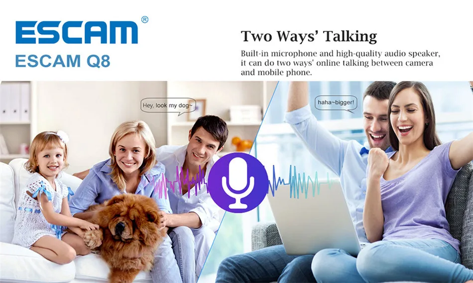 ESCAM Q8 360 градусов панорамная WiFi ip-камера 960 P Рыбий глаз объектив инфракрасная камера VR камера с двухсторонним аудио/детектор движения