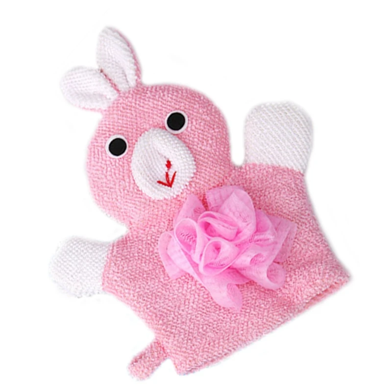 Pink Милые мягкие губки для ванной, креативные Мультяшные животные в форме, Детские Банные полотенца для душа, многофункциональные перчатки для мытья - Цвет: Pink
