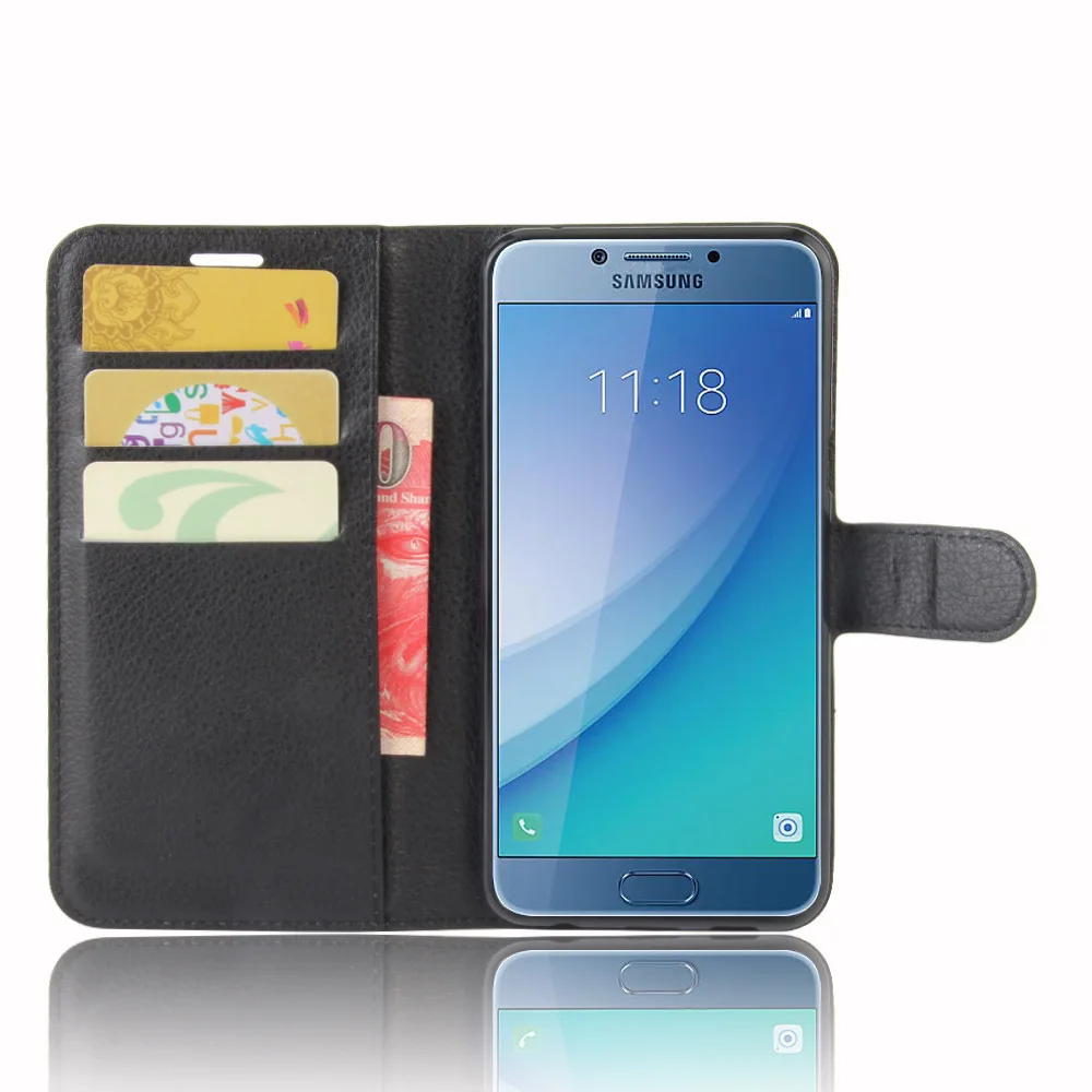 Fors Samsung Galaxy C5 Pro Кожаный флип чехол для телефона Стильный бумажник с отделением