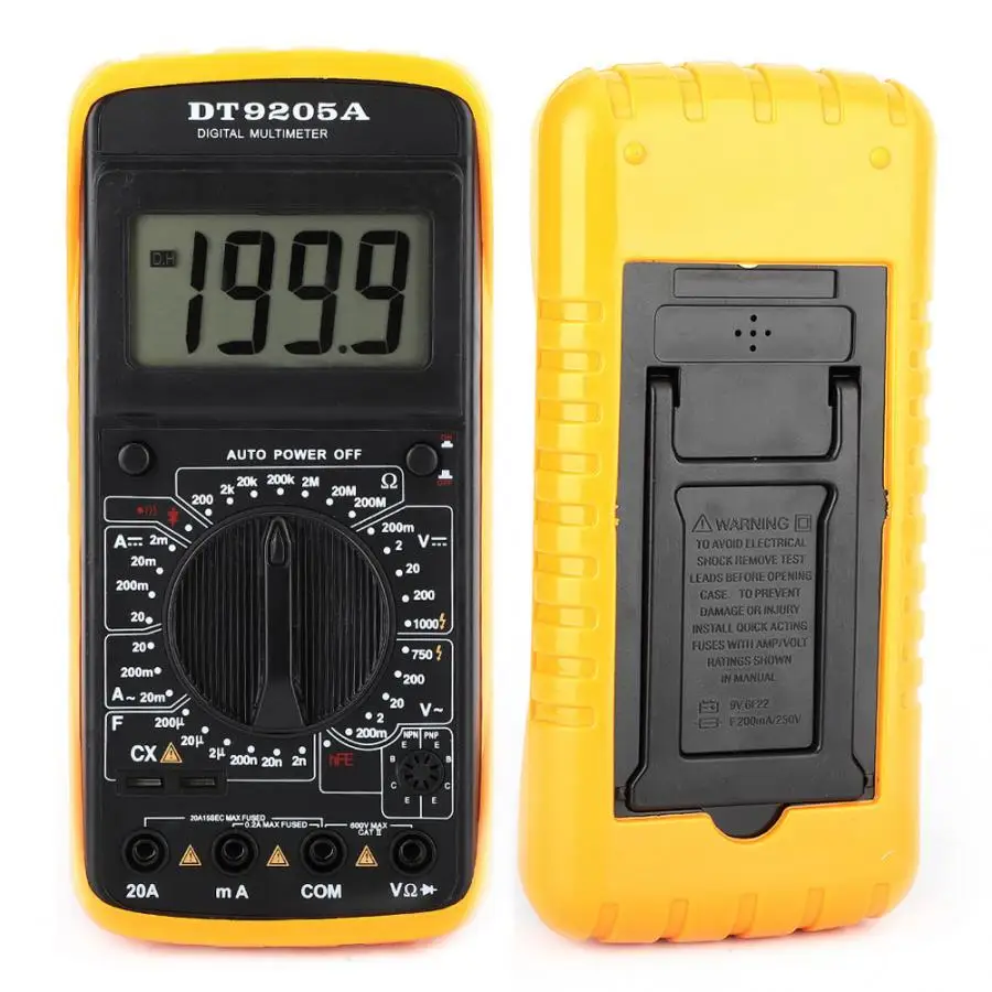 Цифровой DT 9205A мультиметр с ЖК дисплеем амперметр переменного/постоянного тока