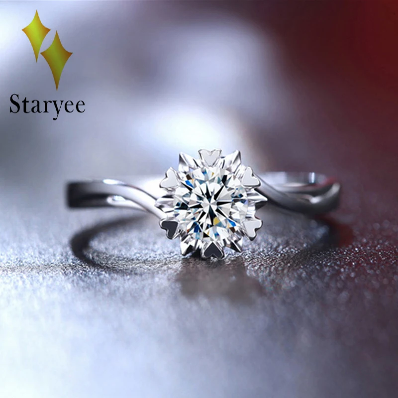 

Moissanite кольцо 0.5ct GH элегантное Moissanite обручальное 14K 585 Белое золото свадебный дизайн бренд для женщин хорошее ювелирное изделие подарок