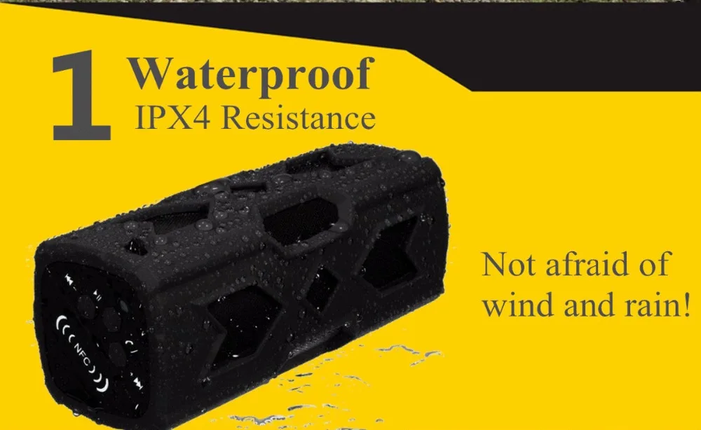 Портативные беспроводные bluetooth-колонки PT-390 водонепроницаемый ударопрочный сабвуфер стерео аудио NFC 1800 мАч Внешний аккумулятор колонки