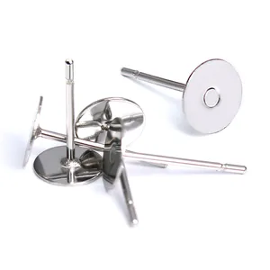 Гвоздики для сережек серебристого цвета с плоским круглым основанием из нержавеющей стали, без декора, основа для бижутерии, 100 шт.лот, 3 мм, 5 мм, 6 мм, 8 мм