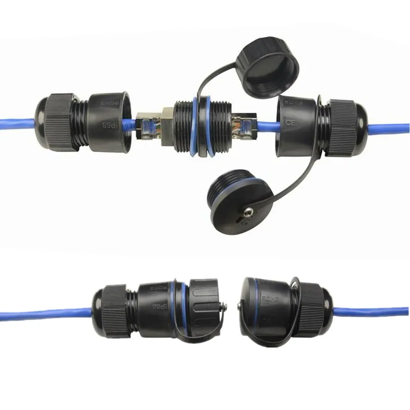 Водонепроницаемый разъем RJ45 Ethernet LAN RJ 45 CAT 6 мама двойная головка M25 гайка прямая