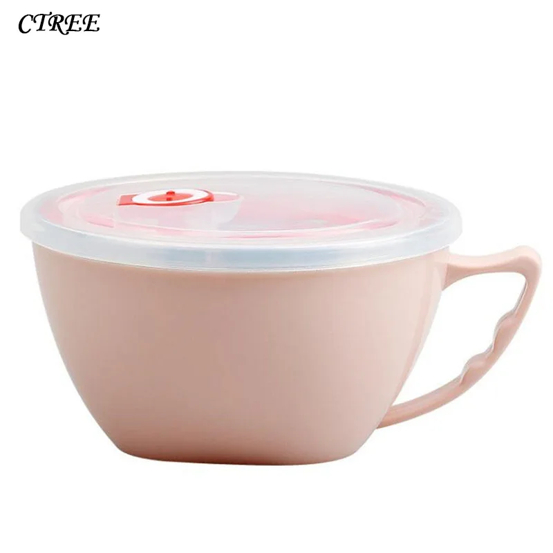

CTREE 900ml/1200ml Solid Stainless Steel Bowl Instant Noodle Bowl With Lid Handle Large Stainles Food Container Rice Bowl C249