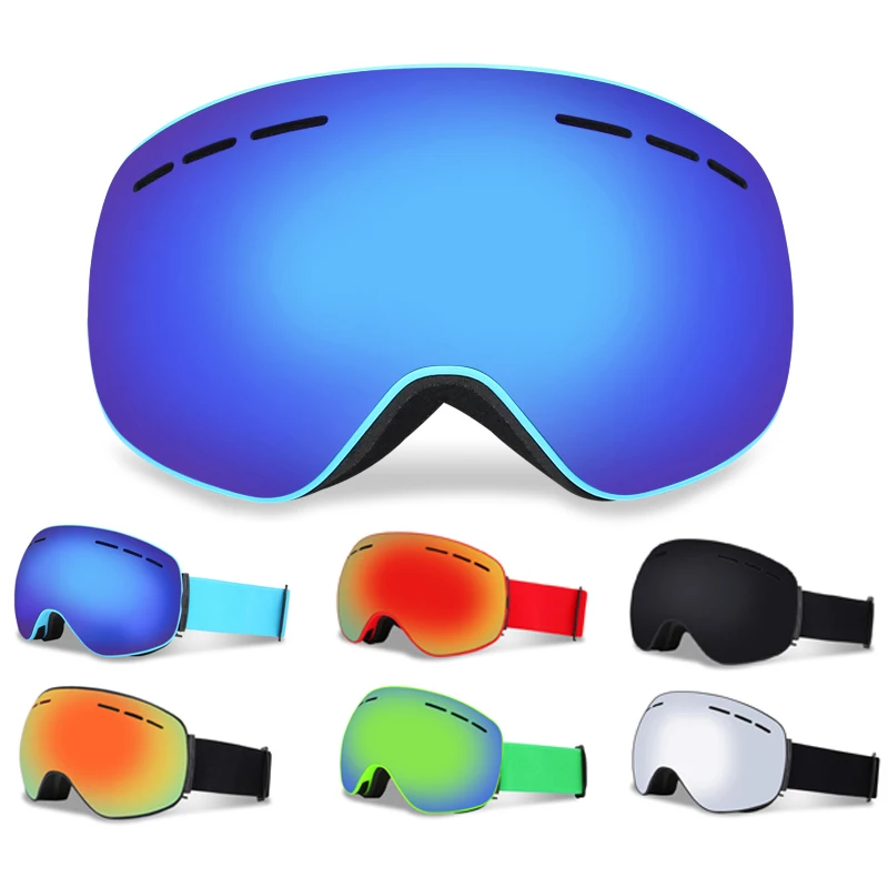 Magnetic Ski Goggles Fast Replace Lens spherical mirror lenses 100% UV Eye Protection Anti-fog Snowboard Goggles