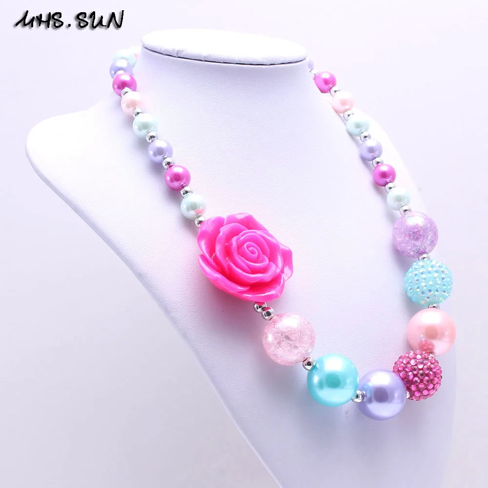 MHS.SUN новый дизайн ярко розовый цветок искусственная жвачка бусина массивное