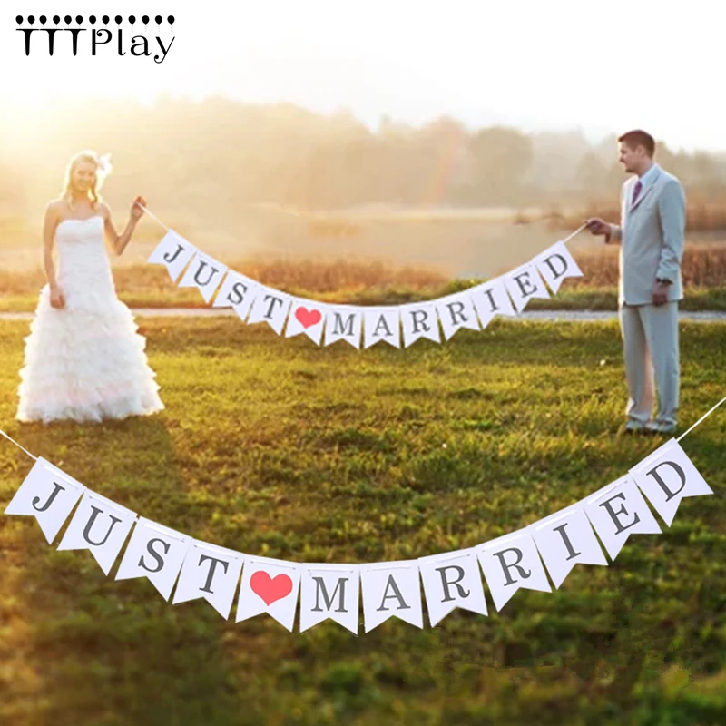 Только что заженный винтажный бумажный баннер с лентой 3 м Розовая белая