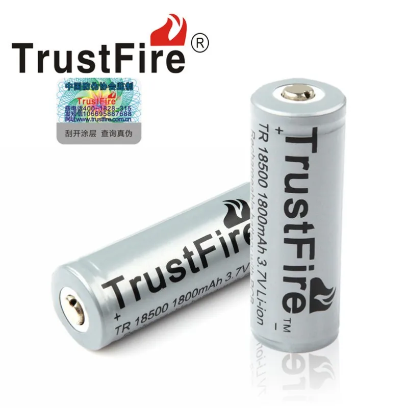 TrustFire 2 шт 3 7 V 18500 1800mAh литий ионная аккумуляторная батарея с защитой