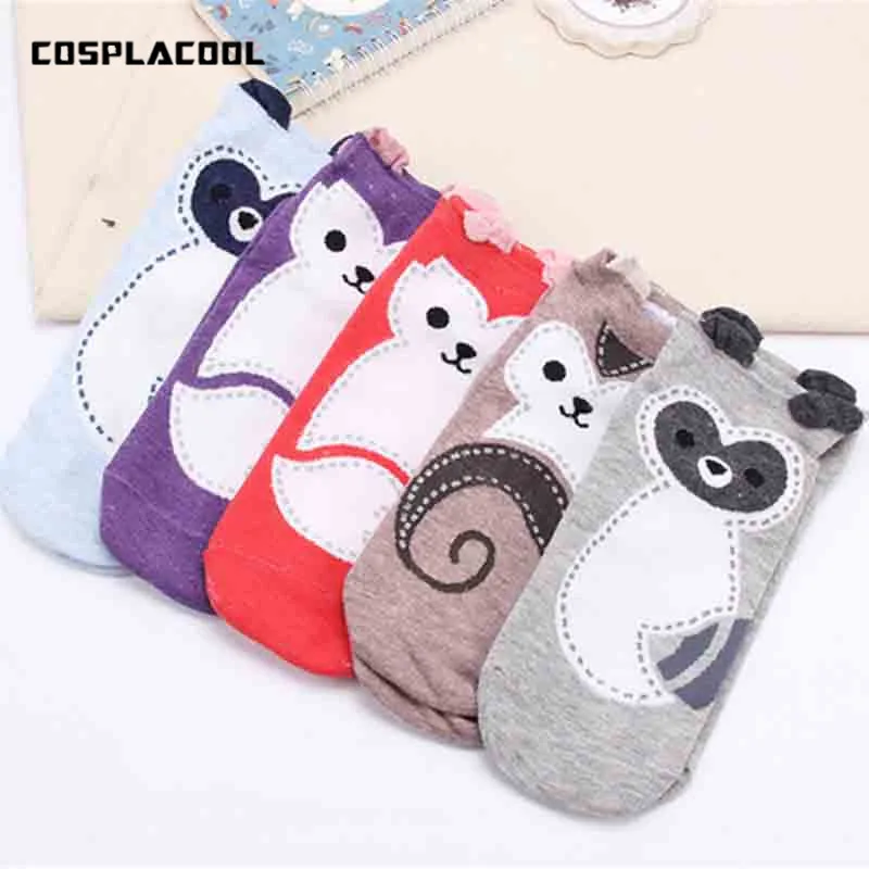 COSPLACOOL/дышащие милые Креативные женские носки с ушками и хвостом забавные героями