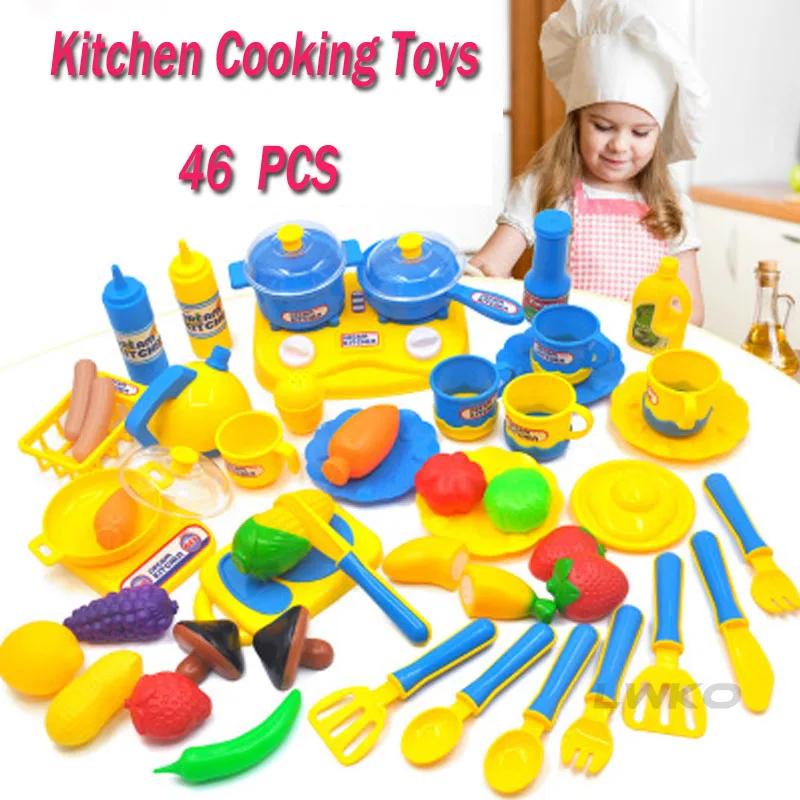 46 шт./компл. Детские ролевые игры Кухонные Игрушки для приготовления пищи и