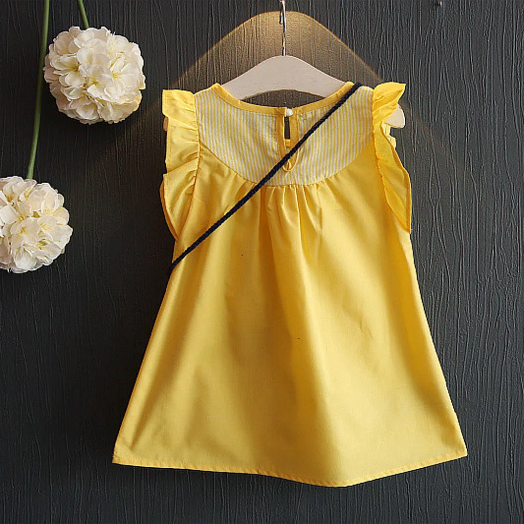 Toddler Kid Baby Girl Sleeveless Cartoon Fish Bag+Cat Casual Princes Dress Clothes Infant Kids M0222 | Детская одежда и обувь