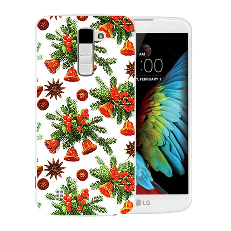 Чехол для LG K10 LTE K420N K430 K430ds F670 Мягкий ТПУ чехол задней панели с веселым X'MAS узором