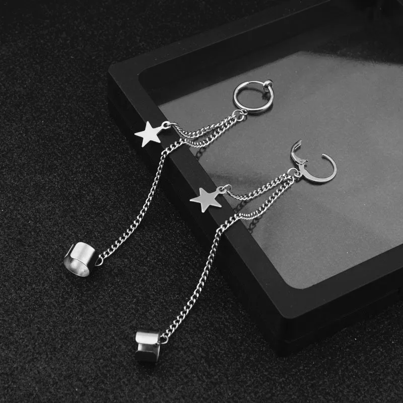 Модные ювелирные изделия 1 шт. KPOP Bangtan Boys Album JIMIN star серьги-гвоздики из нержавеющей стали двойные пирсинг серьги звезда Луна ювелирные изделия