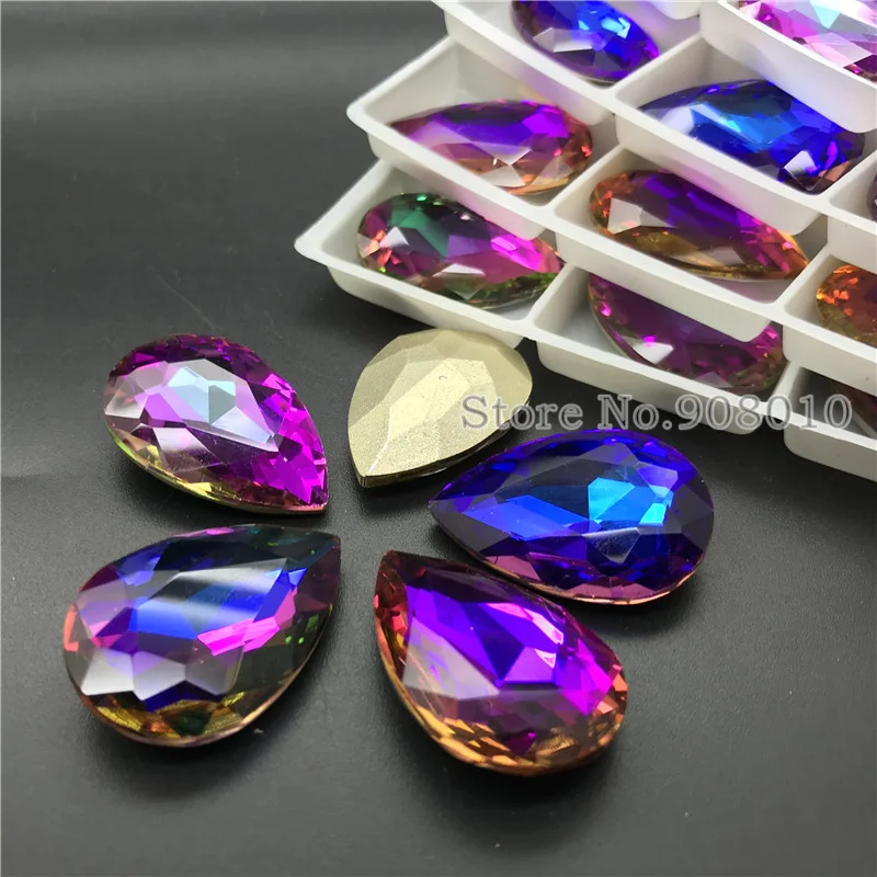 TopStone Drop Shape Glass Стразы New Volcano Colors Teardrop Crystal СТРАЗА под Камень Diamond 14x10 18x13 25x18 30x20